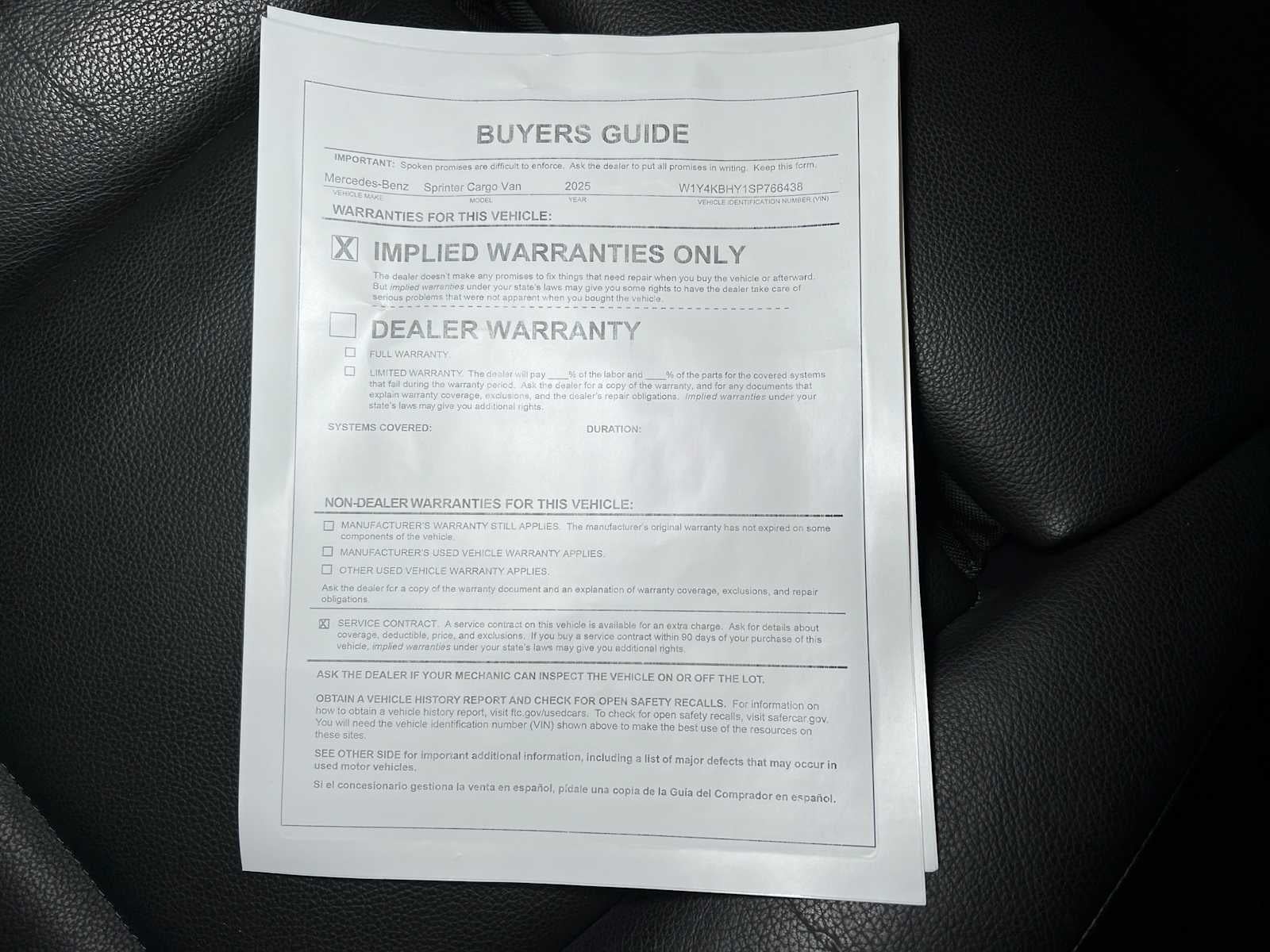 2025 Mercedes-Benz Sprinter 2500 Standard Roof I4 Diesel 144" RWD