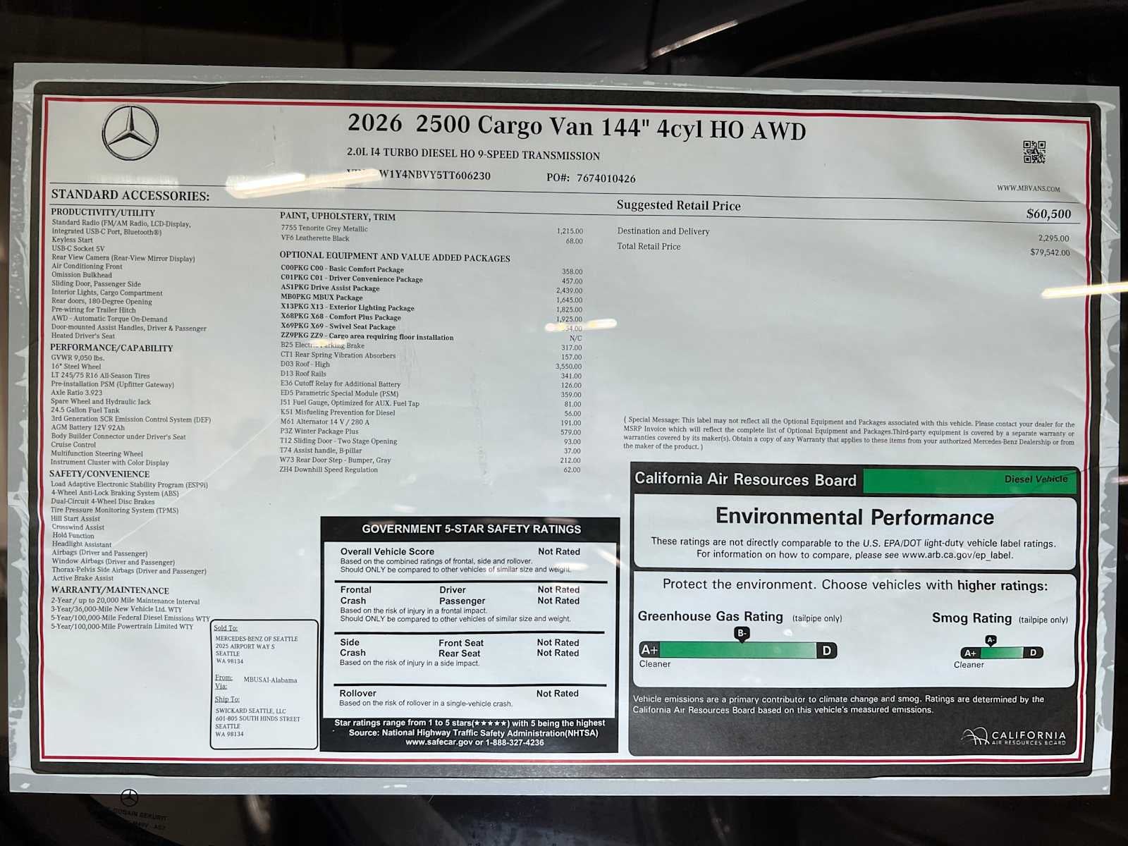 2026 Mercedes-Benz Sprinter 2500 Standard Roof I4 Diesel HO 144" AWD