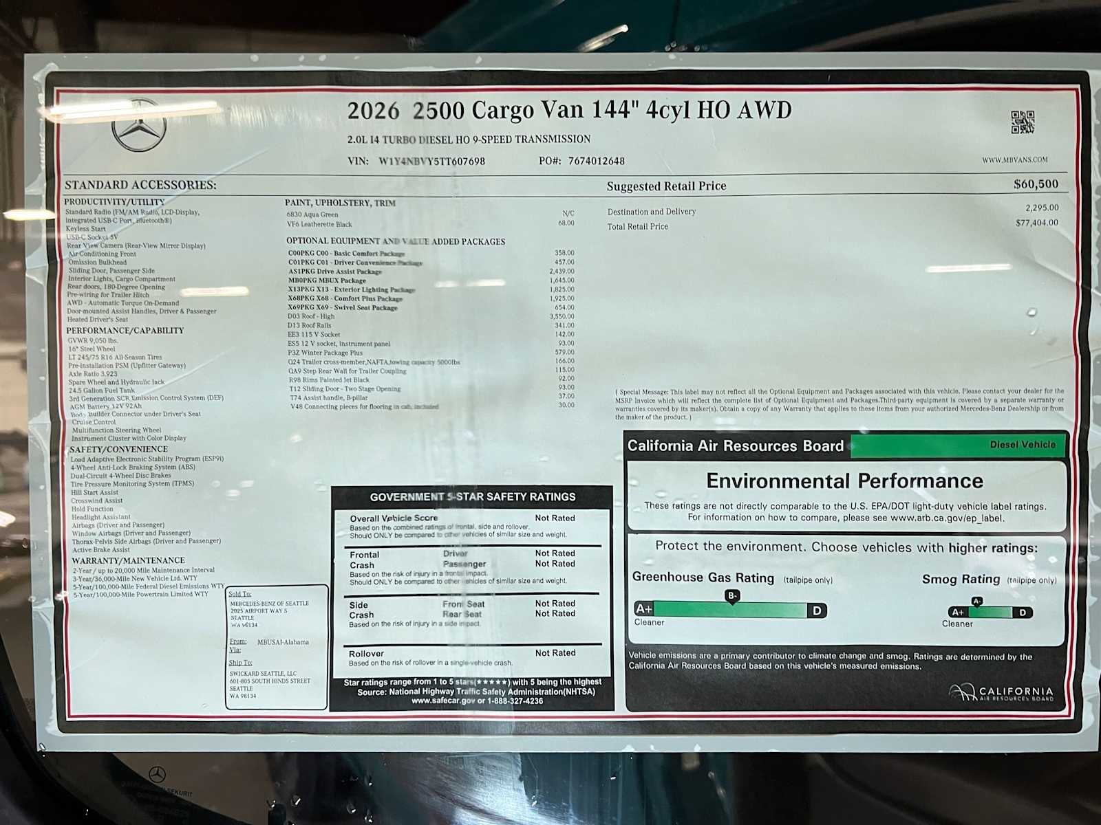 2026 Mercedes-Benz Sprinter 2500 Standard Roof I4 Diesel HO 144" AWD
