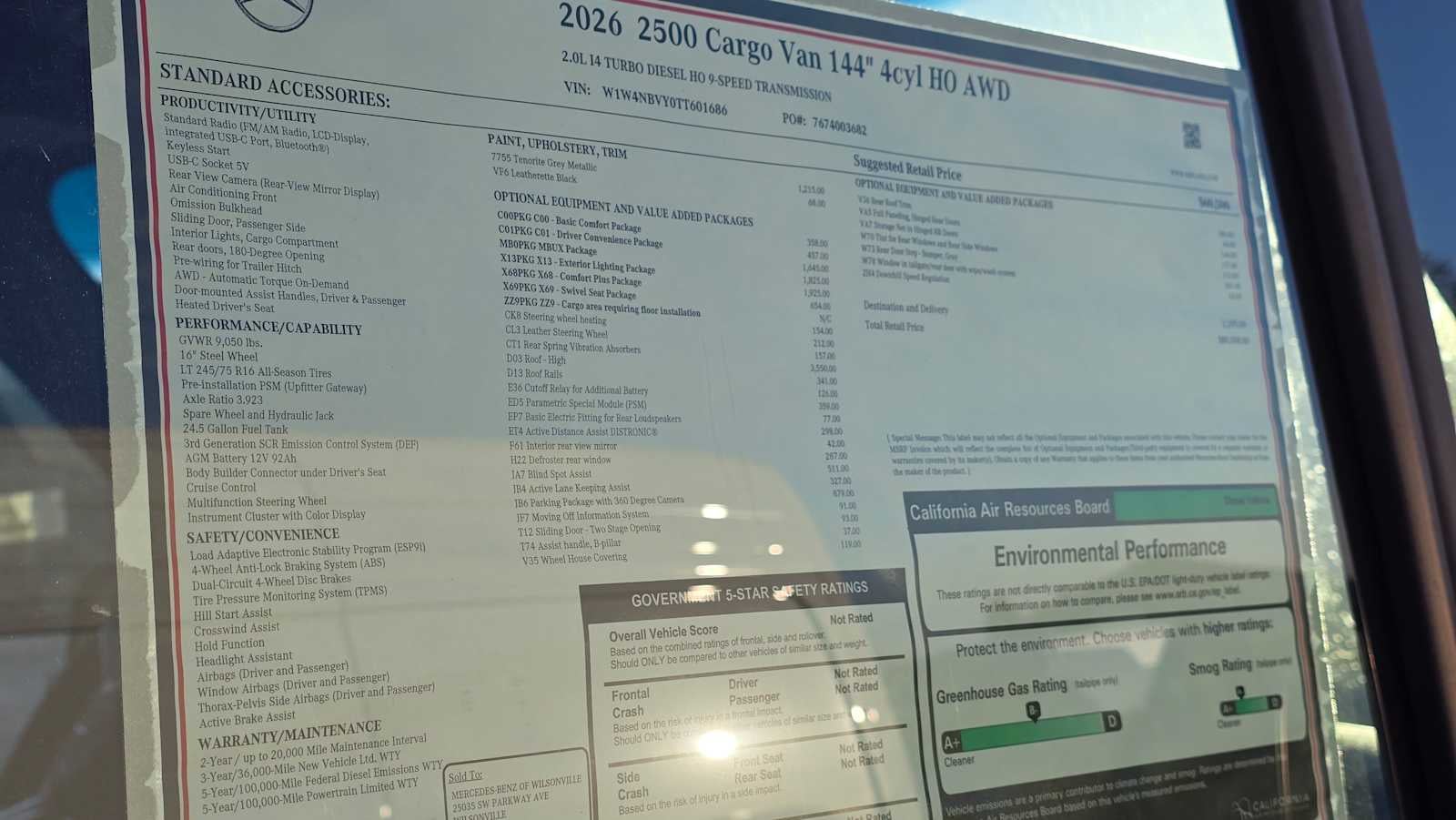 2026 Mercedes-Benz Sprinter 2500 Standard Roof I4 Diesel HO 144" AWD