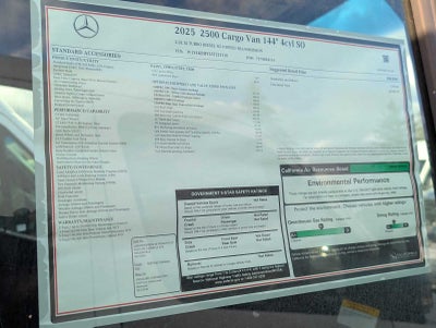 2025 Mercedes-Benz Sprinter 2500 Standard Roof I4 Diesel 144" RWD
