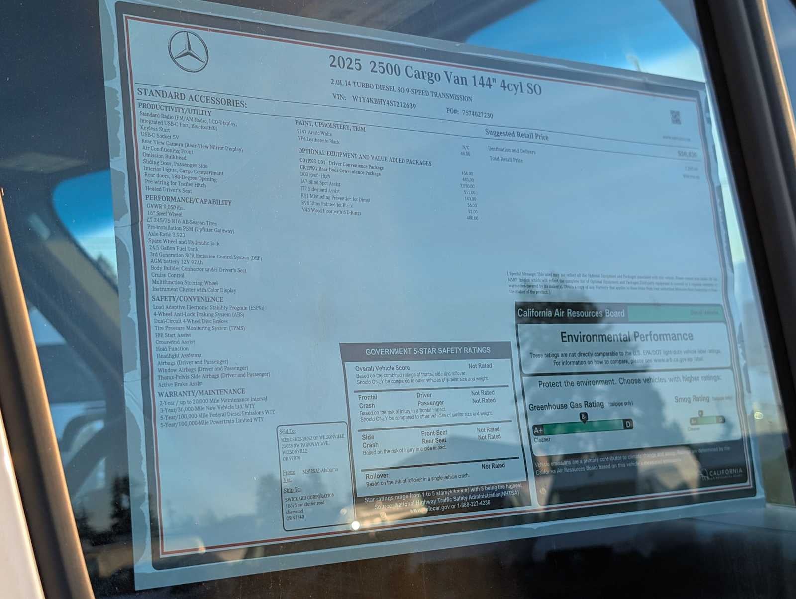 2025 Mercedes-Benz Sprinter 2500 Standard Roof I4 Diesel 144" RWD