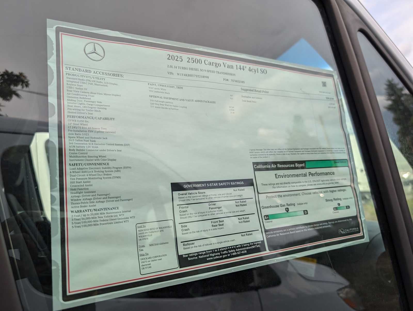 2025 Mercedes-Benz Sprinter 2500 Standard Roof I4 Diesel 144" RWD