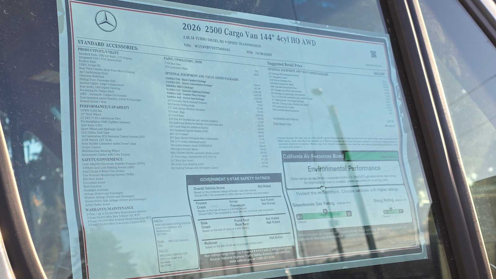 2026 Mercedes-Benz Sprinter 2500 Standard Roof I4 Diesel HO 144" AWD