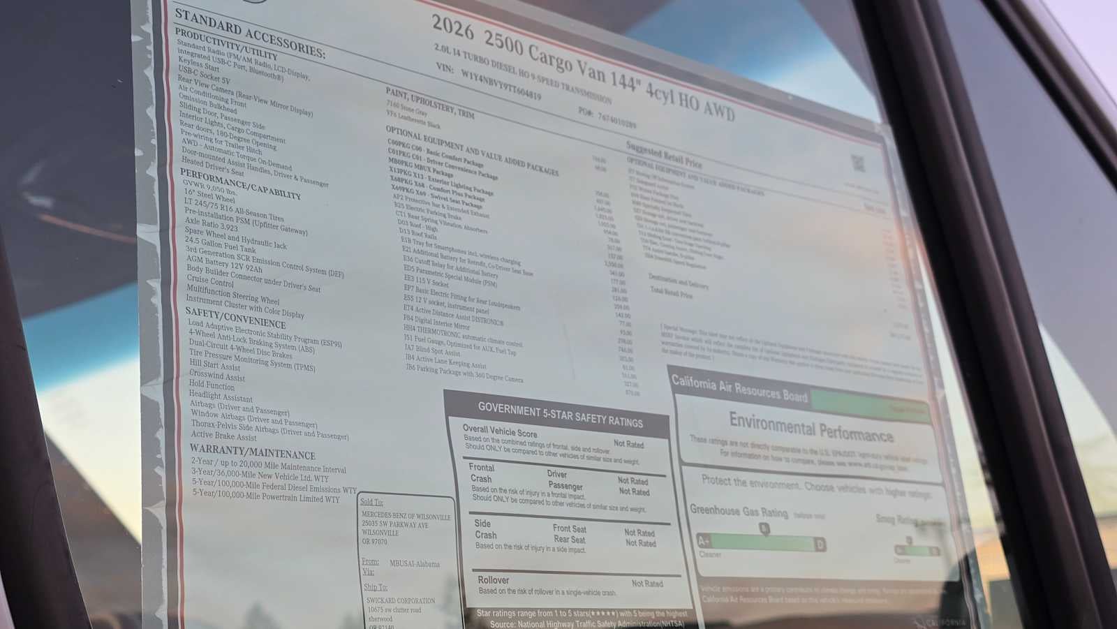 2026 Mercedes-Benz Sprinter 2500 Standard Roof I4 Diesel HO 144" AWD