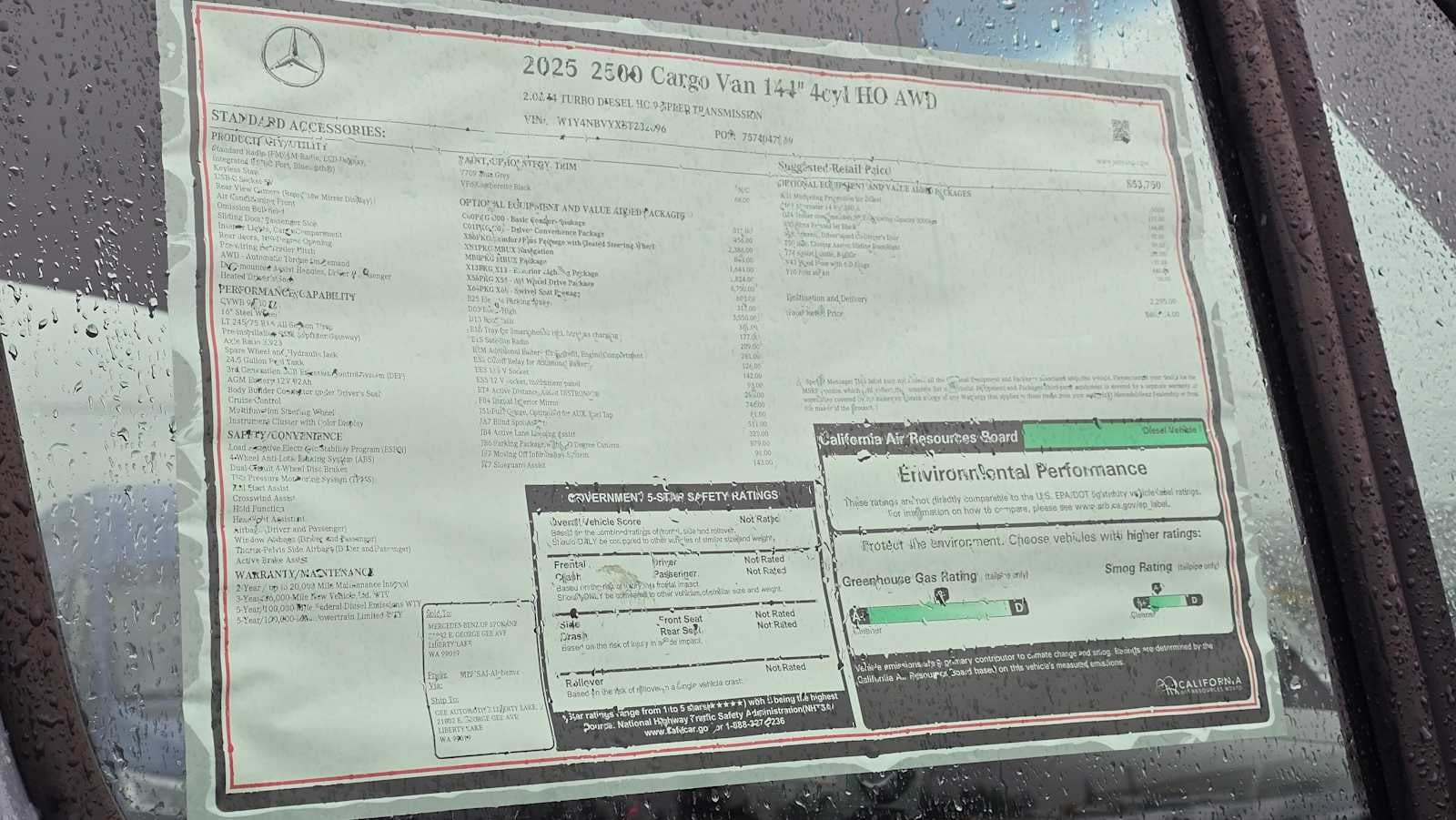 2025 Mercedes-Benz Sprinter 2500 Standard Roof I4 Diesel HO 144" AWD