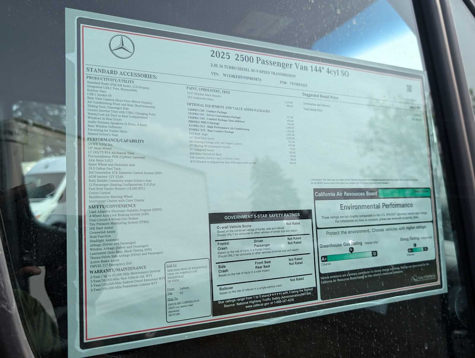 2025 Mercedes-Benz Sprinter 2500 Standard Roof I4 Diesel 144" RWD